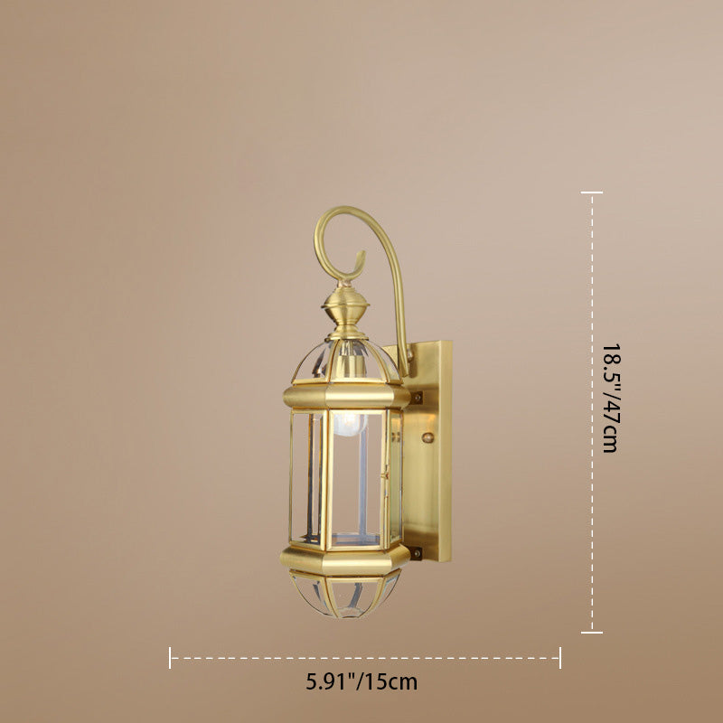 Modern Luxury Waterproof Cylinder Rectangle Half Round Copper Glass 1/3/6 Light Wall Sconce Lamp For Garden | Kalsten