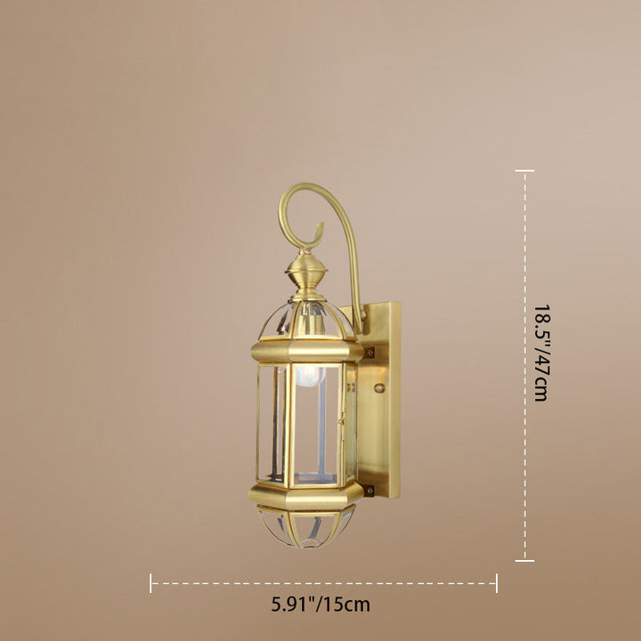 Modern Luxury Waterproof Cylinder Rectangle Half Round Copper Glass 1/3/6 Light Wall Sconce Lamp For Garden | Kalsten