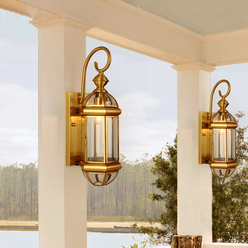 Modern Luxury Waterproof Cylinder Rectangle Half Round Copper Glass 1/3/6 Light Wall Sconce Lamp For Garden | Kalsten