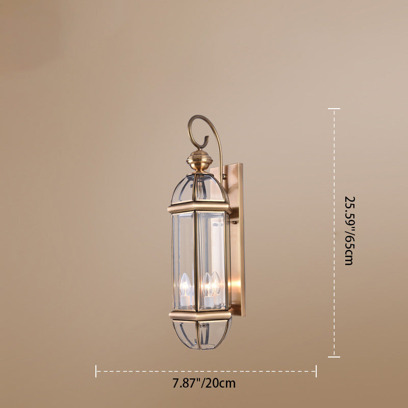 Modern Luxury Waterproof Cylinder Rectangle Half Round Copper Glass 1/3/6 Light Wall Sconce Lamp For Garden | Kalsten