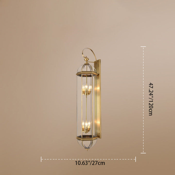 Modern Luxury Waterproof Cylinder Rectangle Half Round Copper Glass 1/3/6 Light Wall Sconce Lamp For Garden | Kalsten