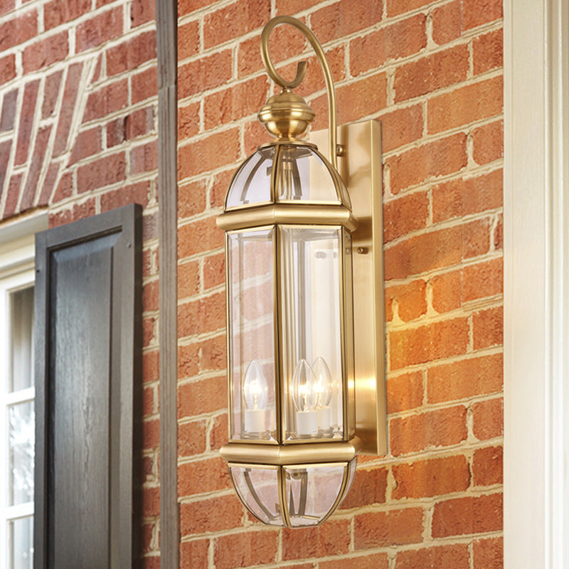 Modern Luxury Waterproof Cylinder Rectangle Half Round Copper Glass 1/3/6 Light Wall Sconce Lamp For Garden | Kalsten