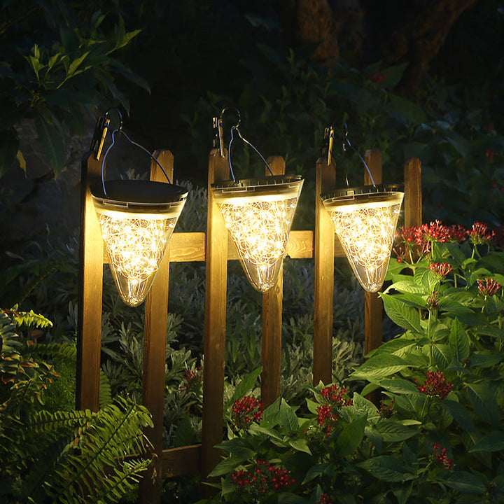 Modern Minimalist Solar Waterproof Cone Filigree PC ABS LED Pendant Light For Garden | Kalsten