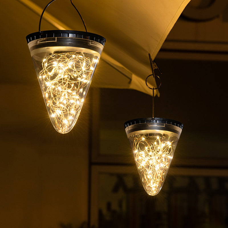 Modern Minimalist Solar Waterproof Cone Filigree PC ABS LED Pendant Light For Garden | Kalsten