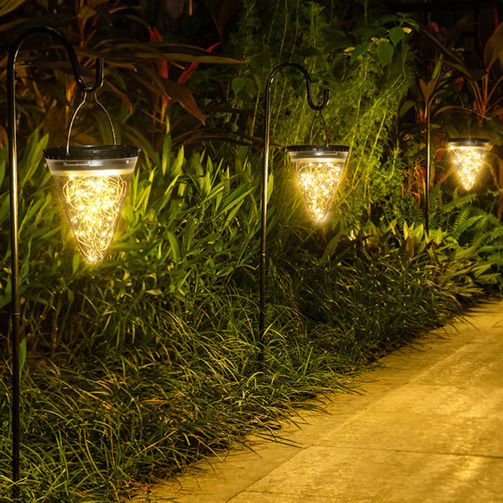 Modern Minimalist Solar Waterproof Cone Filigree PC ABS LED Pendant Light For Garden | Kalsten