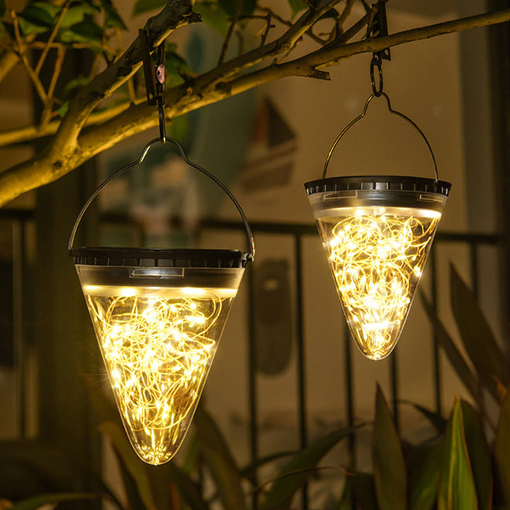 Modern Minimalist Solar Waterproof Cone Filigree PC ABS LED Pendant Light For Garden | Kalsten