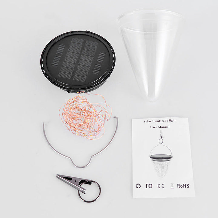Modern Minimalist Solar Waterproof Cone Filigree PC ABS LED Pendant Light For Garden | Kalsten