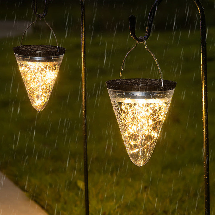 Modern Minimalist Solar Waterproof Cone Filigree PC ABS LED Pendant Light For Garden | Kalsten