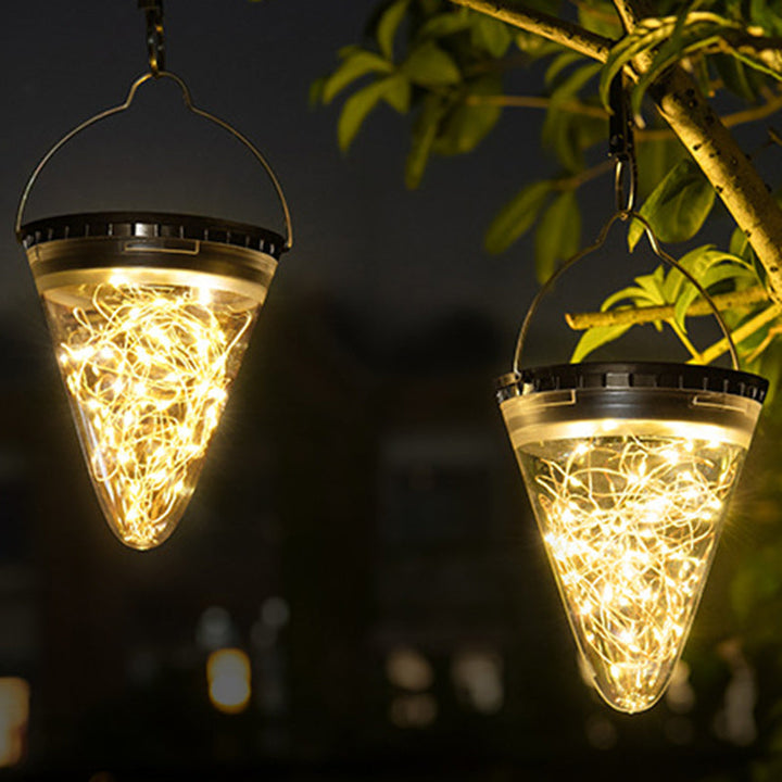 Modern Minimalist Solar Waterproof Cone Filigree PC ABS LED Pendant Light For Garden | Kalsten