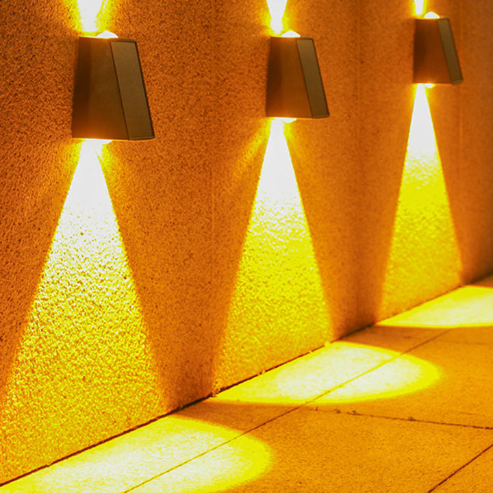 Modern Minimalist Solar Waterproof Trapezoidal Rectangle ABS PVC LED Outdoor Wall Sconce Lamp For Garden | Kalsten