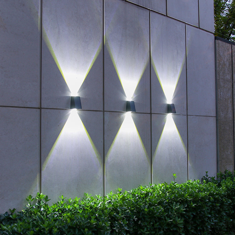 Modern Minimalist Solar Waterproof Trapezoidal Rectangle ABS PVC LED Outdoor Wall Sconce Lamp For Garden | Kalsten