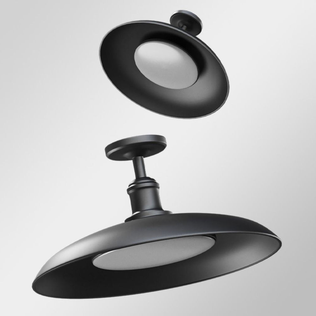 Traditional Vintage Waterproof Flared Cylinder Disc Base Iron 1-Light Semi-Flush Mount Ceiling Light For Outdoor Patio | Kalsten