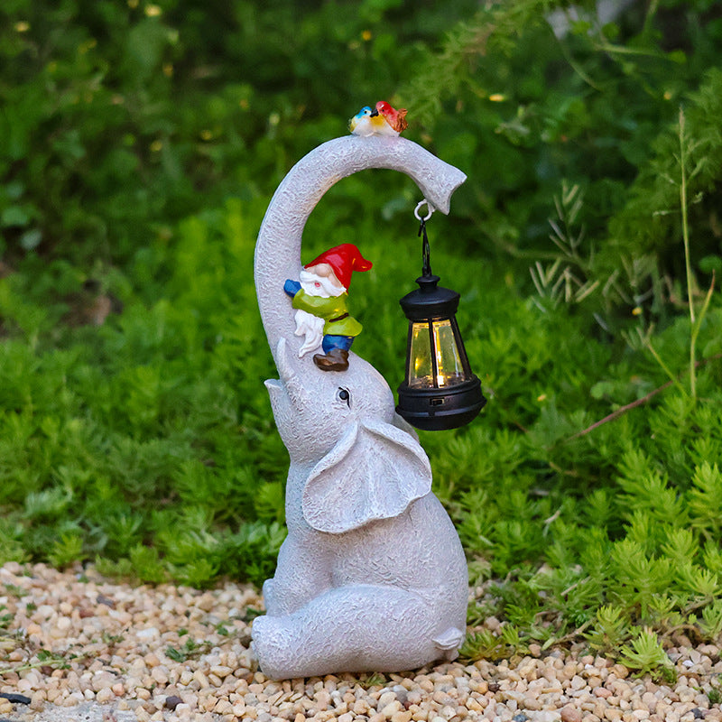 Contemporary Creative Solar Waterproof Elephant Genie Bird Resin LED Outdoor Landscape Light For Garden | Kalsten