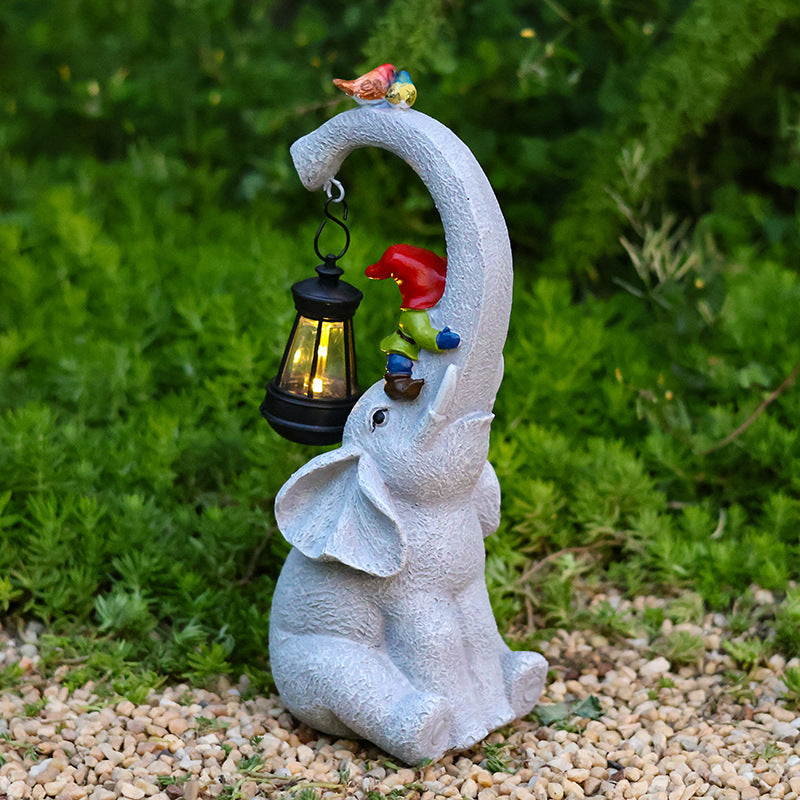 Contemporary Creative Solar Waterproof Elephant Genie Bird Resin LED Outdoor Landscape Light For Garden | Kalsten