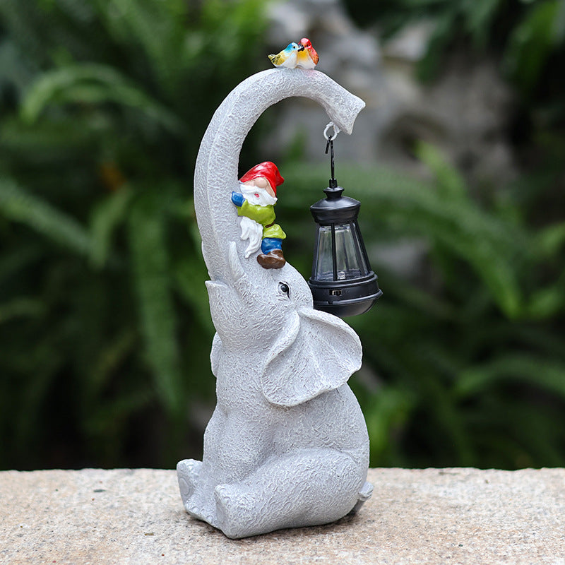Contemporary Creative Solar Waterproof Elephant Genie Bird Resin LED Outdoor Landscape Light For Garden | Kalsten