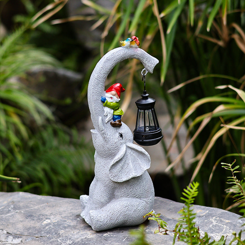 Contemporary Creative Solar Waterproof Elephant Genie Bird Resin LED Outdoor Landscape Light For Garden | Kalsten