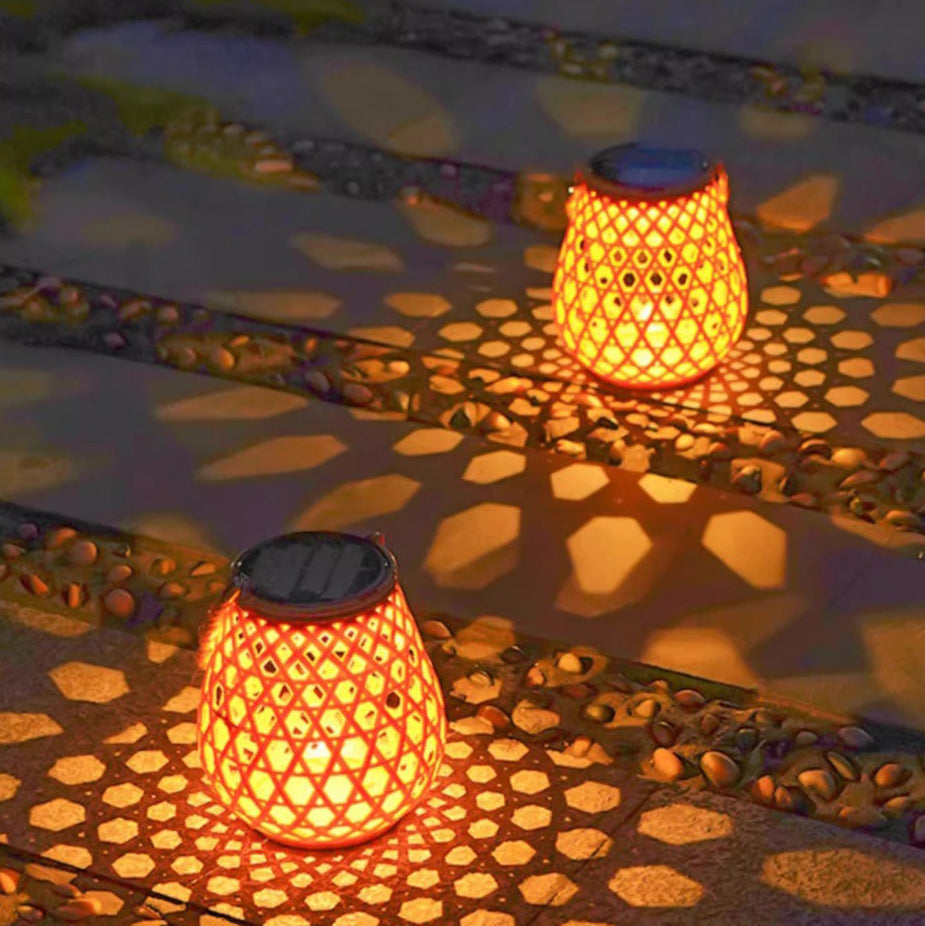 Traditional Chinese Solar Waterproof Oval Round Hollow Mesh ABS LED Outdoor Landscape Light For Garden | Kalsten