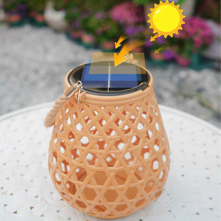 Traditional Chinese Solar Waterproof Oval Round Hollow Mesh ABS LED Outdoor Landscape Light For Garden | Kalsten