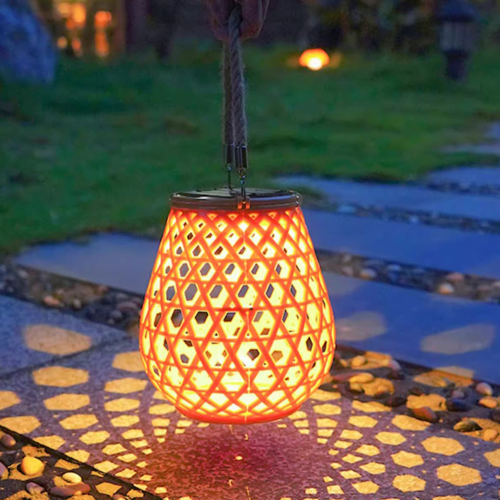 Traditional Chinese Solar Waterproof Oval Round Hollow Mesh ABS LED Outdoor Landscape Light For Garden | Kalsten