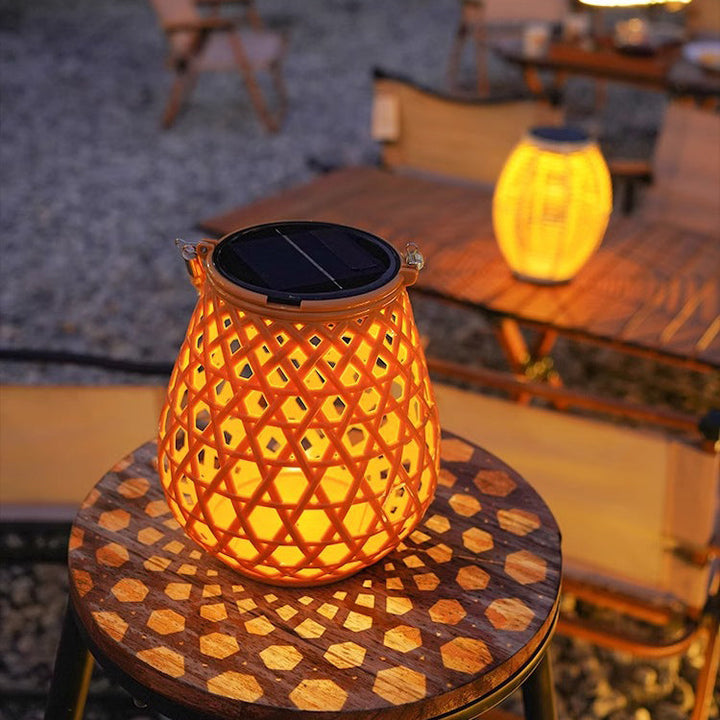 Traditional Chinese Solar Waterproof Oval Round Hollow Mesh ABS LED Outdoor Landscape Light For Garden | Kalsten