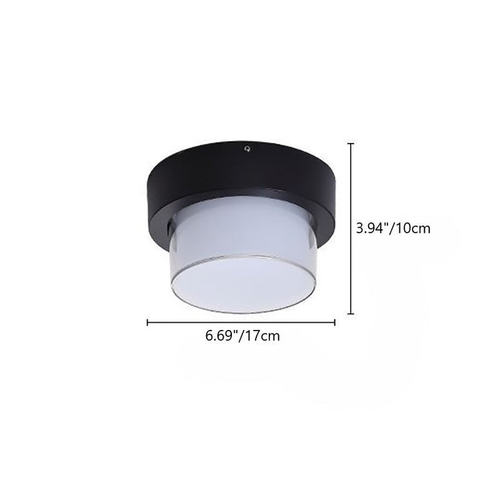 Modern Minimalist Waterproof Square Round Cylinder Die-Cast Aluminum Acrylic LED Flush Mount Ceiling Light For Outdoor Patio | Kalsten