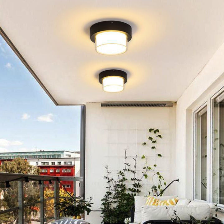Modern Minimalist Waterproof Square Round Cylinder Die-Cast Aluminum Acrylic LED Flush Mount Ceiling Light For Outdoor Patio | Kalsten