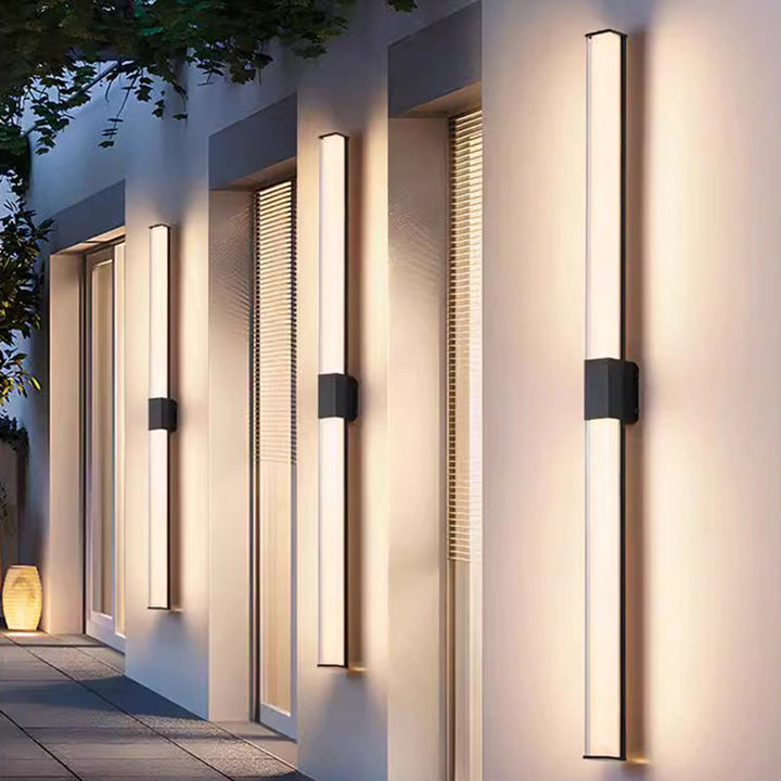 Modern Minimalist Waterproof Rectangle Long Aluminum PC Outdoor Wall Sconce Lamp For Garden | Kalsten