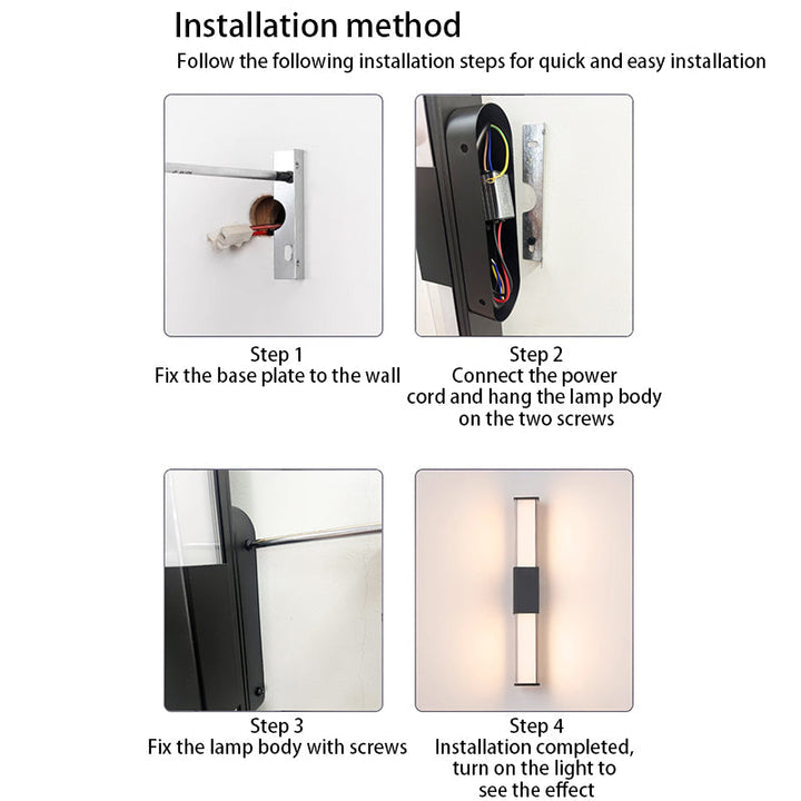 Modern Minimalist Waterproof Rectangle Long Aluminum PC Outdoor Wall Sconce Lamp For Garden | Kalsten