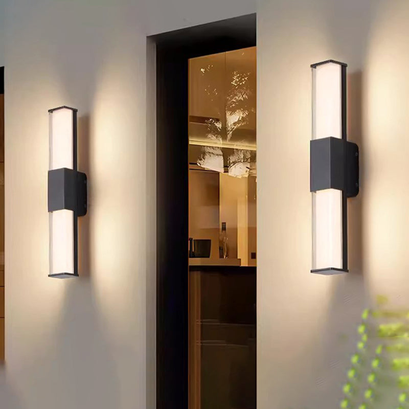 Modern Minimalist Waterproof Rectangle Long Aluminum PC Outdoor Wall Sconce Lamp For Garden | Kalsten