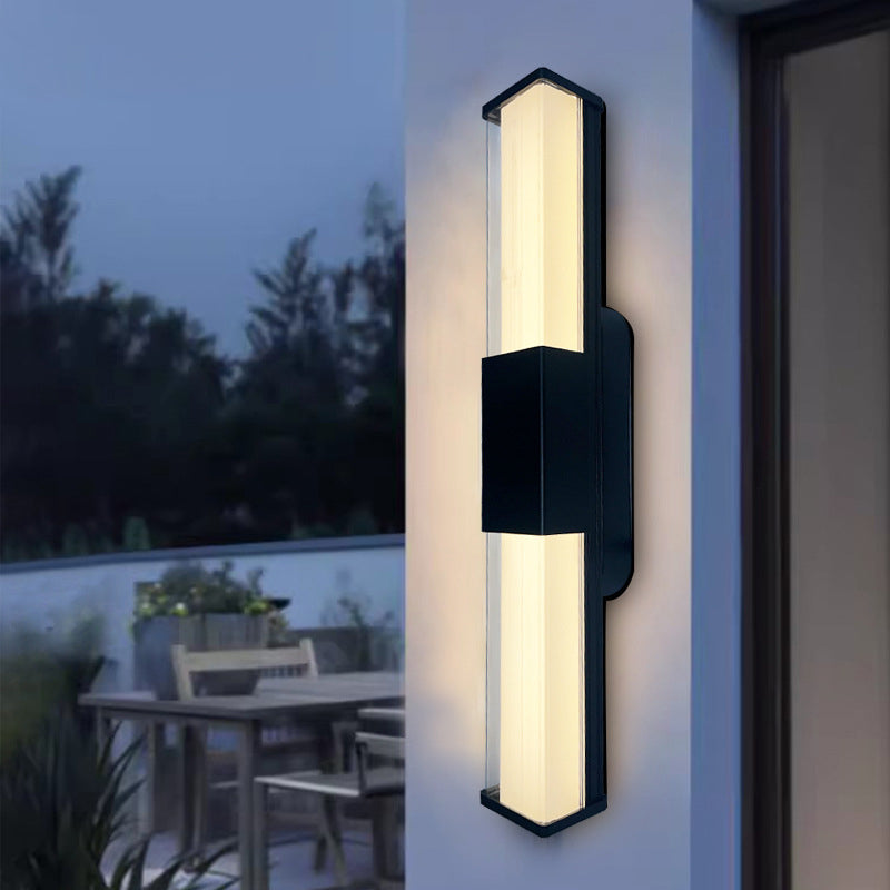 Modern Minimalist Waterproof Rectangle Long Aluminum PC Outdoor Wall Sconce Lamp For Garden | Kalsten