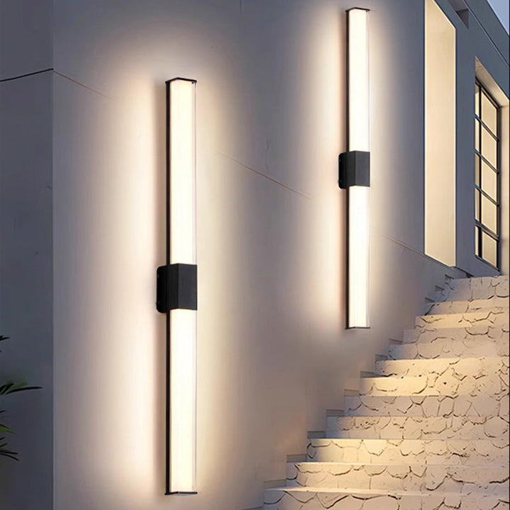 Modern Minimalist Waterproof Rectangle Long Aluminum PC Outdoor Wall Sconce Lamp For Garden | Kalsten