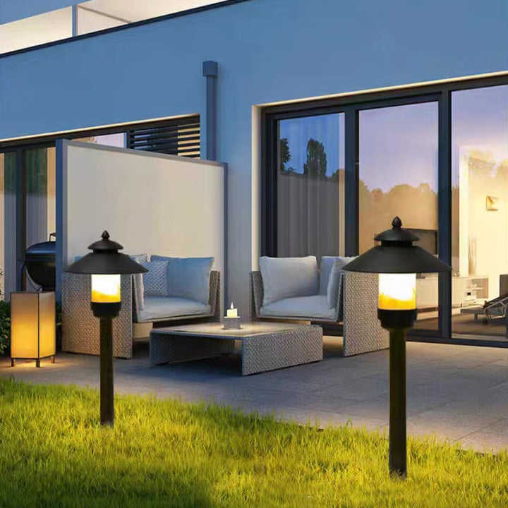Traditional European Waterproof Half Round Cylinder Aluminum Dolomite 1-Light Outdoor Landscape Lamp For Garden | Kalsten