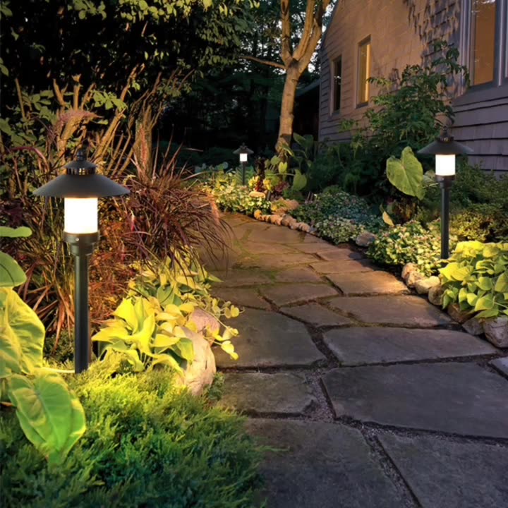 Traditional European Waterproof Half Round Cylinder Aluminum Dolomite 1-Light Outdoor Landscape Lamp For Garden | Kalsten