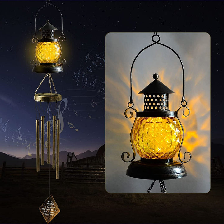 Contemporary Scandinavian Solar Waterproof Oval Disc Triangle Wind Chime Iron Glass Plastic LED Outdoor Light For Outdoor Patio | Kalsten