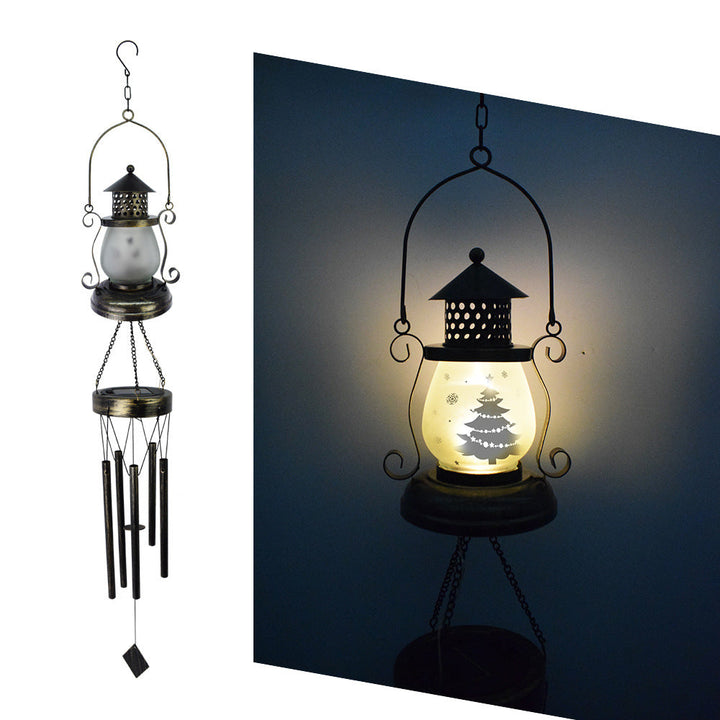 Contemporary Scandinavian Solar Waterproof Oval Disc Triangle Wind Chime Iron Glass Plastic LED Outdoor Light For Outdoor Patio | Kalsten