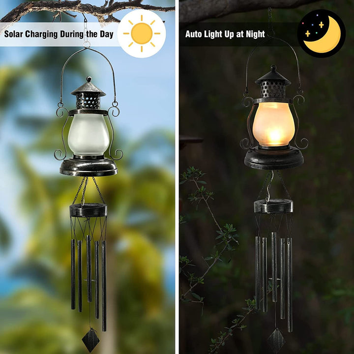 Contemporary Scandinavian Solar Waterproof Oval Disc Triangle Wind Chime Iron Glass Plastic LED Outdoor Light For Outdoor Patio | Kalsten