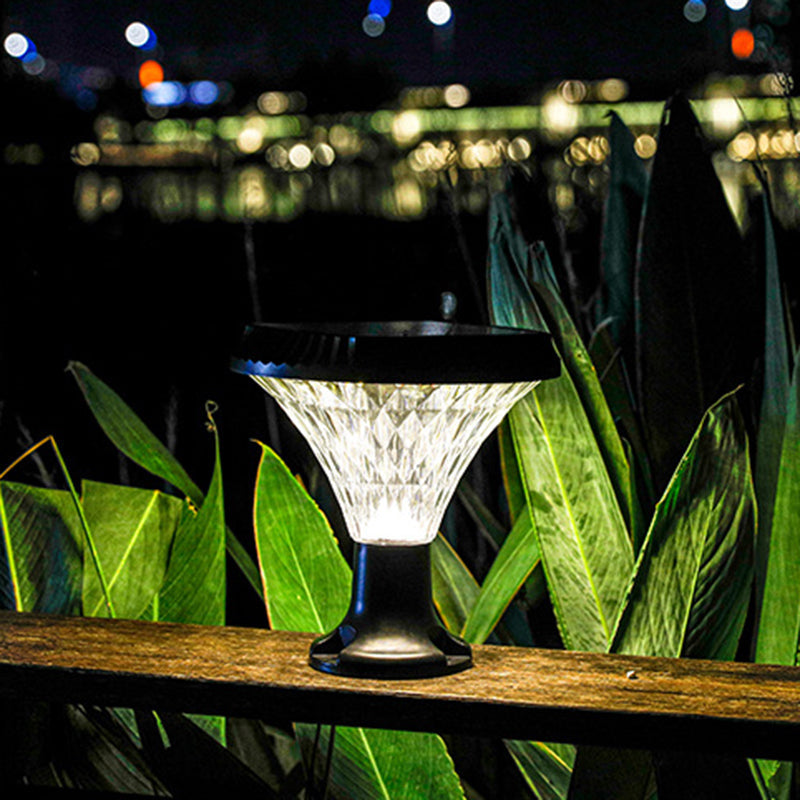 Modern Minimalist Solar Waterproof Diamond Round ABS PC LED Outdoor Light For Outdoor Patio | Kalsten