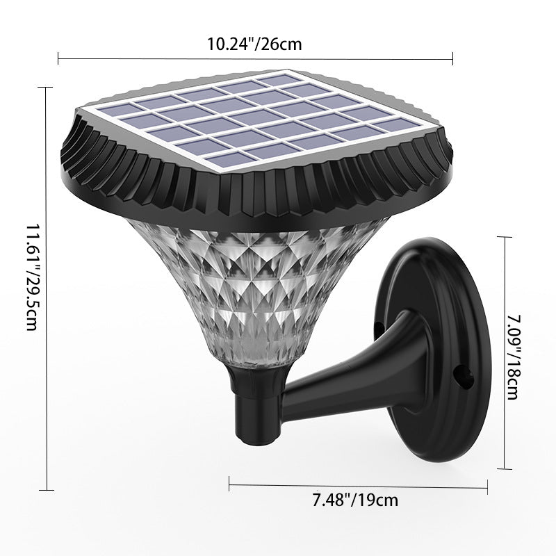 Modern Minimalist Solar Waterproof Diamond Round ABS PC LED Outdoor Light For Outdoor Patio | Kalsten