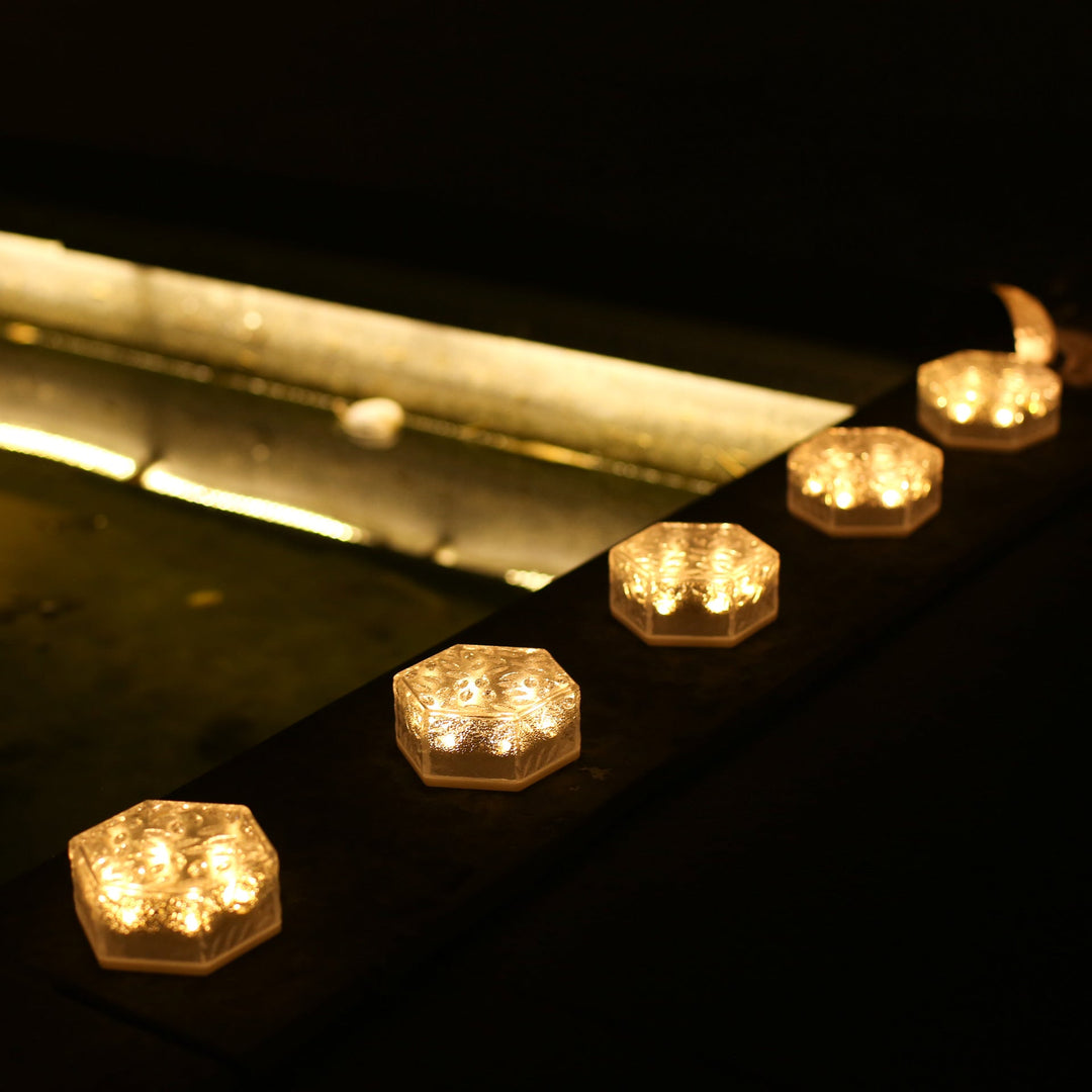Modern Minimalist Solar Waterproof Hexagonal Ice Tile ABS PVC LED Lawn Landscape Light For Outdoor Patio | Kalsten
