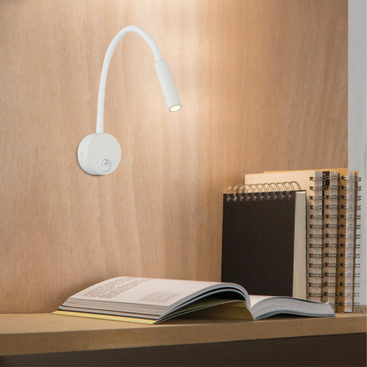 Modern Minimalist Iron Round Flexible Bend Tube LED Reading Lamp Wall Sconce Lamp for Bedroom | Kalsten