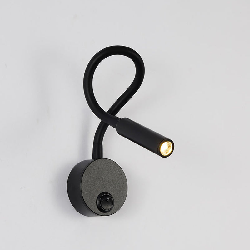Modern Minimalist Iron Round Flexible Bend Tube LED Reading Lamp Wall Sconce Lamp for Bedroom | Kalsten