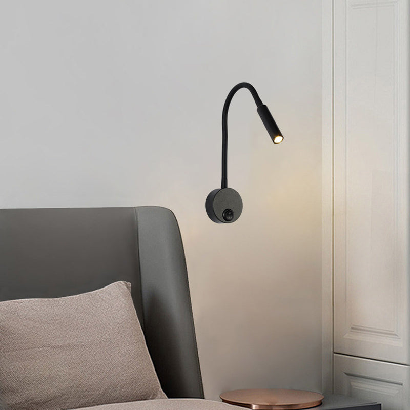 Modern Minimalist Iron Round Flexible Bend Tube LED Reading Lamp Wall Sconce Lamp for Bedroom | Kalsten