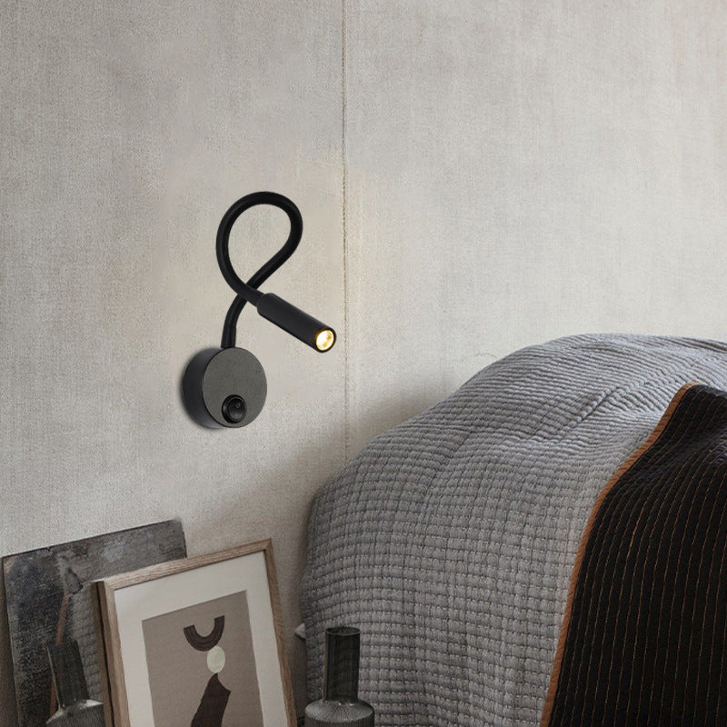 Modern Minimalist Iron Round Flexible Bend Tube LED Reading Lamp Wall Sconce Lamp for Bedroom | Kalsten