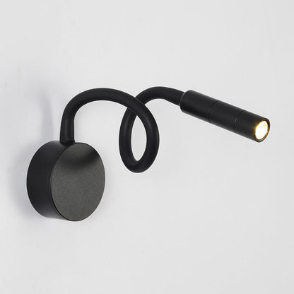 BowLift | Modern Minimalist Iron Round Flexible Bend Tube LED Reading Lamp Wall Sconce Lamp for Bedroom