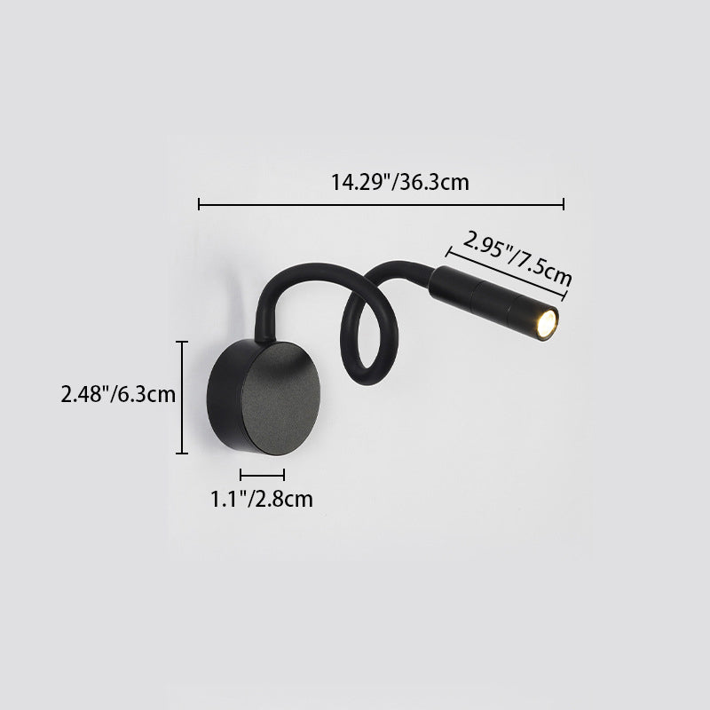 Modern Minimalist Iron Round Flexible Bend Tube LED Reading Lamp Wall Sconce Lamp for Bedroom | Kalsten