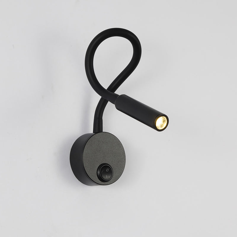 Modern Minimalist Iron Round Flexible Bend Tube LED Reading Lamp Wall Sconce Lamp for Bedroom | Kalsten