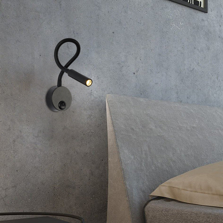 Modern Minimalist Iron Round Flexible Bend Tube LED Reading Lamp Wall Sconce Lamp for Bedroom | Kalsten