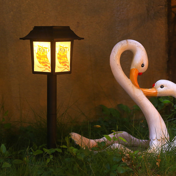 Contemporary Industrial Square Owl Pattern LED Solar Waterproof Lawn Insert Light For Outdoor Patio | Kalsten