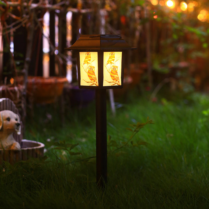Contemporary Industrial Square Owl Pattern LED Solar Waterproof Lawn Insert Light For Outdoor Patio | Kalsten