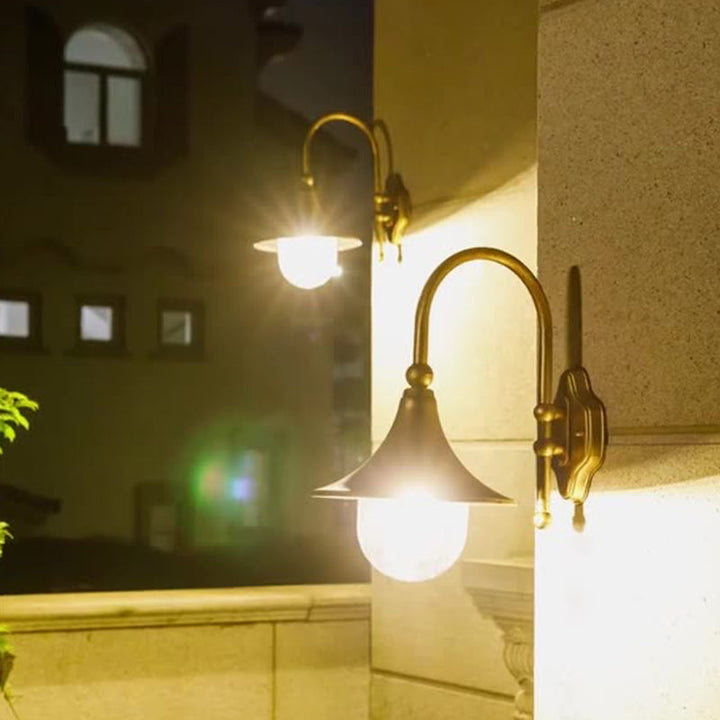 Contemporary Simplicity Aluminum Trumpet Shade Glass 1-Light Outdoor Wall Sconce Lamp For Garden | Kalsten
